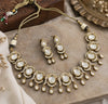 CZ Oval Baguette Cascade Necklace Set - Emerald Green | Mehendi Gold
