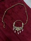 Kundan Polki Butterfly Arch Nath - Baby Pink