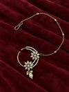 AD Marquise Dual Flower Nath - White | Mehendi Gold
