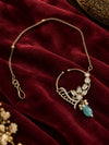 Kundan Polki Fan Wing Nath - Mint Green | Mehendi Gold