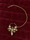 Kundan Polki Butterfly Wing Scroll Nath - White | K Gold