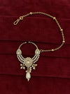 Kundan Polki AD Crescent Bib Nath - White | Mehendi Gold