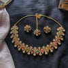 Kundan Polki Multi-Color CZ Baguette Cross Floral Choker Necklace Set - Multi-Color | K Gold