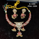 Red Meenakari and Polki CZ Bridal Choker Set with Jhumka Earrings K-1305