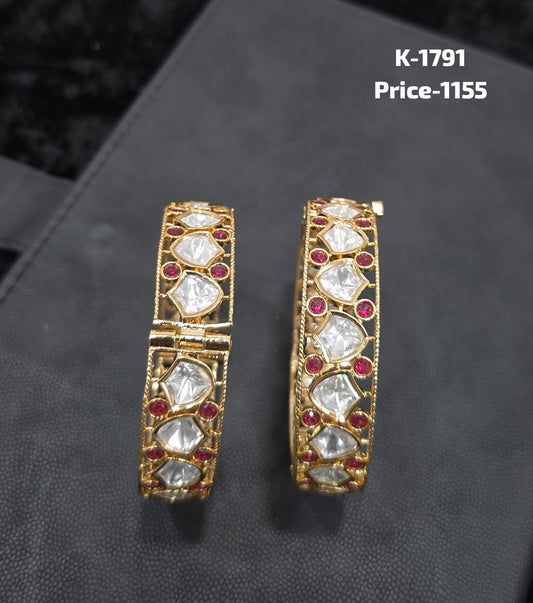 Polki and Ruby CZ Bridal Kada Set of 2 K-1791