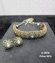 Antique Gold Polki and Emerald CZ Wide Choker Set K-2016 with stud earrings