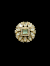 Kundan Polki Teardrop Radiant Square Cocktail Ring - Mint Green | K Gold