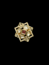 Kundan Polki AD Star Frame Geometric Cocktail Ring - Ruby Red | K Gold - top view